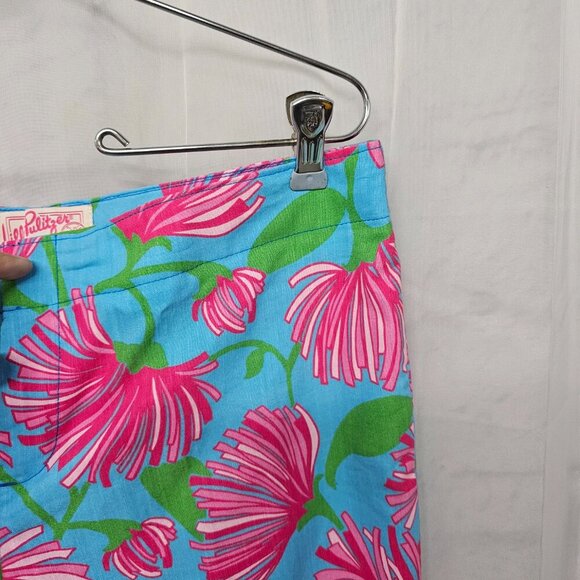 NWOT Lilly Pulitzer Blue Pink Resort Fit Beach Vacation Cropped Pants10 - Picture 5 of 16